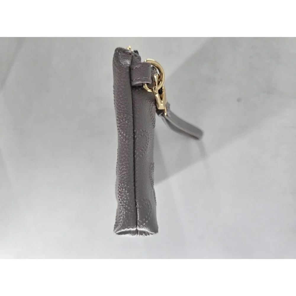 Betsey Johnson Double Zip‎ Pouch Wristlet - Gray With Embossed Hearts